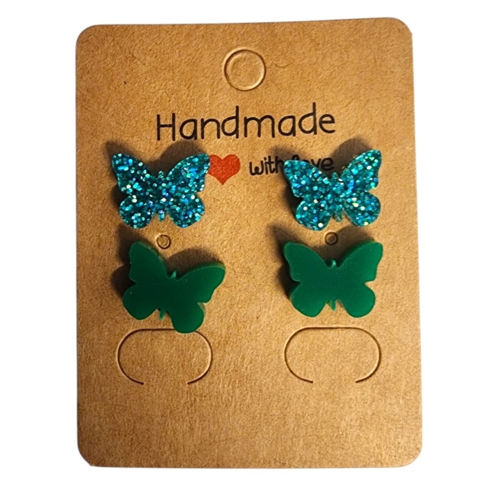 Azure Meadow Flutter Acrylic Stud Earrings - 2 Pair
